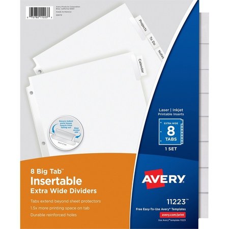 AVERY Dividers, Insert, 8-Tab, Clear 8PK AVE11223
